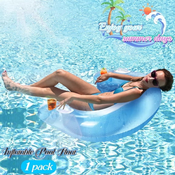 Teblint Inflatable Pool Floats, Inflatable Water Hammock, Pool Toys for Adults, Portable Floating Loung Chair for Pool, Beach, Capacity 220 lbs, Blue