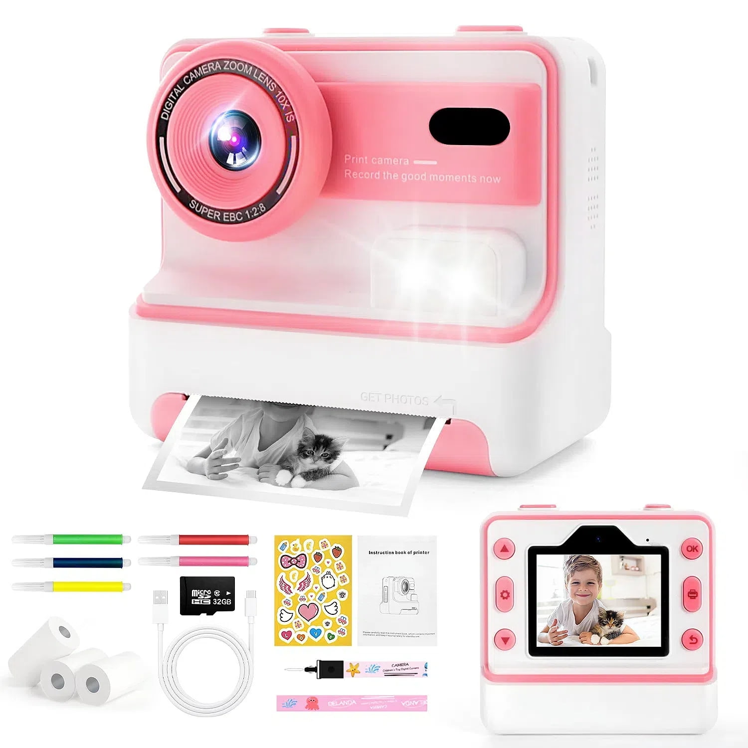 Teblint Kids Camera Instant Print, 2.4inch Screen Instant Print Camera ...