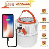 Teblint LED Camping Lantern Rechargeable, LED Tent Light, 5 Light Modes 4800mAh Power Bank, Solar Camp Lantern for Equipment Charging, Life Saving, Camping, Hiking, Fishing, Shelters