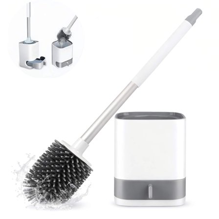 KING BOWOLF Toilet Brush – Quick-Dry Silicone, No-Drip Holder, Wall-Mounted & Freestanding Bathroom Toilet Brush Set