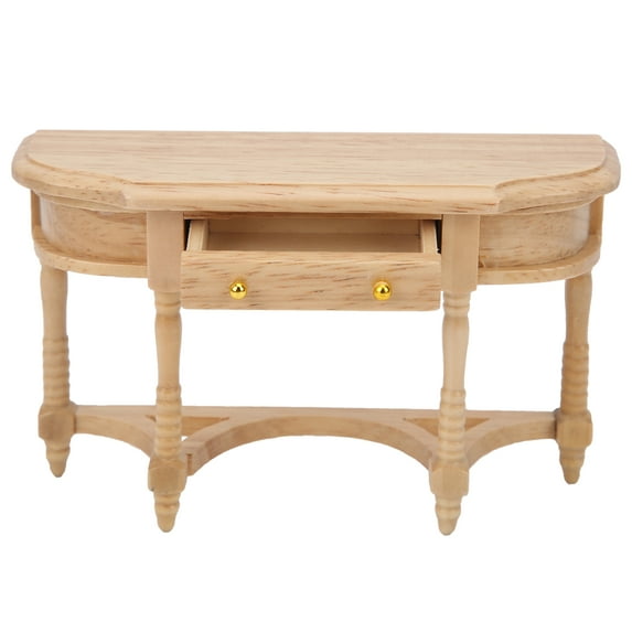 Tebru 1:12 Scale Dollhouse Half Table Model Miniature Mini Wooden Furniture Desk Decor