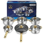 Tebru 12 Piece Nonstick Stainless Steel Cookware Set
