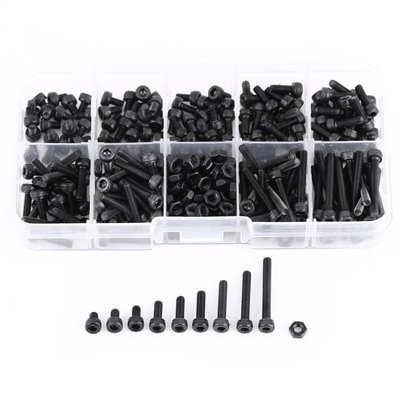Tebru 280Pcs/Box M3 Cap Head Hex Socket Bolt Screw Nut Metric Machine Fastener Assortment Set, M3 Machine Screw,Cap Head Hex Socket Screw