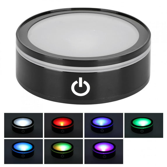 Tebru 3D Carving Base,LED Base Crystal Black Flat Touch Multi Mode Colorful White Light 3D Inner Carving Base,3D Carving Base