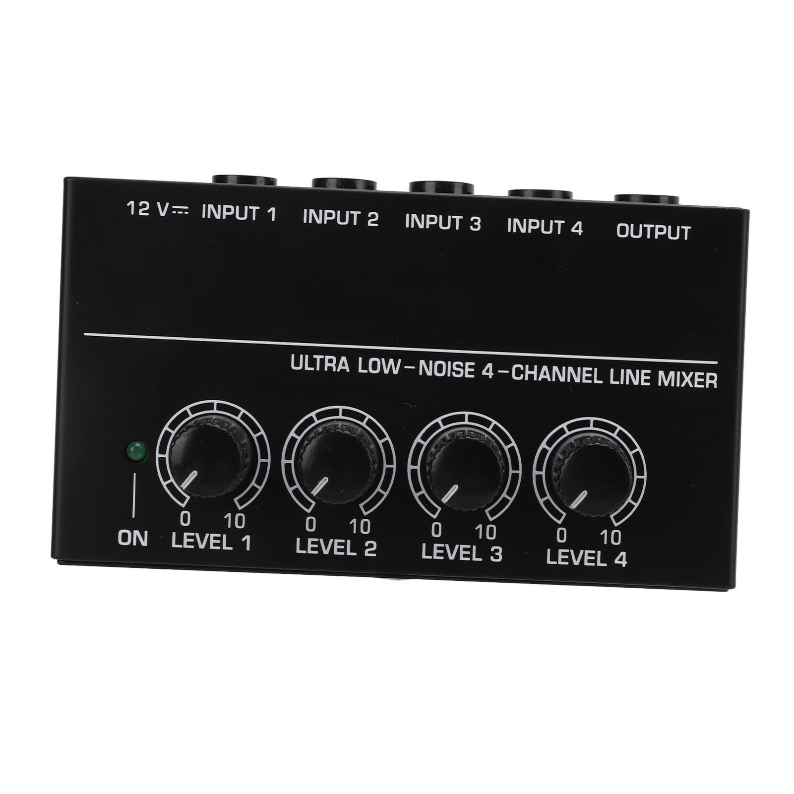 Tebru 4 Channel Line Mixer Ultra Low Noise Mono Analog Audio Mixers 1/4in TS EU Plug 100‑240VAC