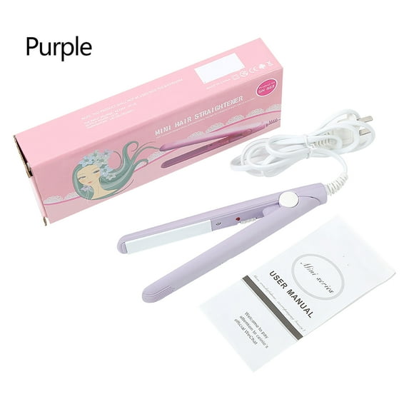 Tebru 4 Colors 2 In 1 Mini Hair Straightener Ceramic Tourmaline Plate Beauty Flat Iron Heating Curler