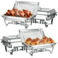 thumbnail image 1 of Tebru 4 Pack 13QT Chafing Dish Buffet Set Rectangular Stainless Steel Buffet Catering Warmer Set for Parties, Events, Weddings, Dinner, 1 of 9