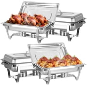 Sunfenle 4 Pack 13QT Chafing Dish Buffet Set Rectangular Stainless Steel Buffet Catering Warmer Set for Parties, Events, Weddings, Dinner
