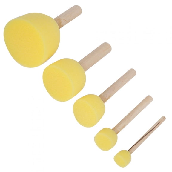 Tebru 5Pcs Wooden Handle Stencil Sponge Foam Brush Furniture Craft Art Painting #GD