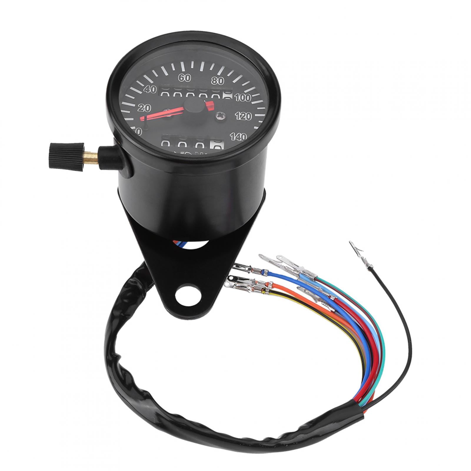 Tebru 60mm Black Motorcycle Odometer Speedometer Gauge with indicator