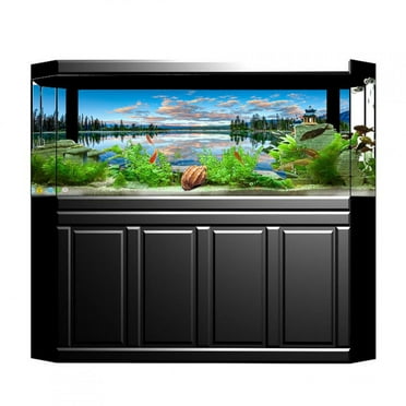 Tebru Aquarium Background Sticker,Background Poster Decorative Painting PVC Sticker Landscape Image for Aquarium Fish Tank,Fish Tank PVC Sticker