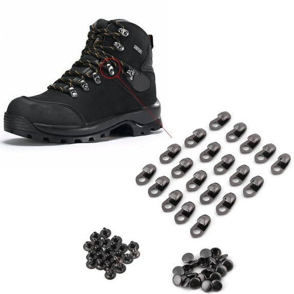 Tebru Boot Lace Hooks, Climb Shoelace Buckle,20pcs/set Boot Hooks Lace Fittings With Rivets For Repair/Camp/Hike/Climb Accessories