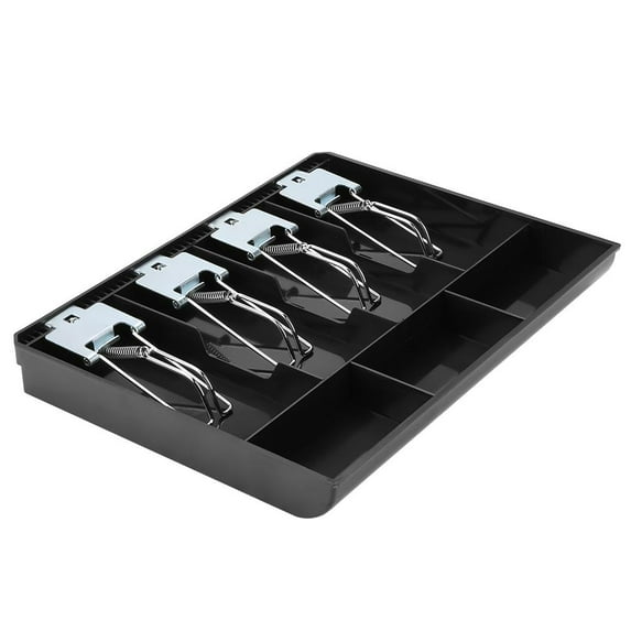 Tebru Cash Register Drawer Insert, Cash Register Insert Replacement, Cash Drawer Register Insert Tray Replacement Cashier Four Box with Metal Clip