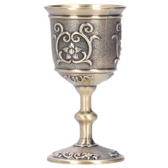 Tebru Chalice Goblet, Practical Embossed Bronze 3.6in/2.9in King\'s Royal Chalice Cup, Whiskey Milk Drinks For Wine