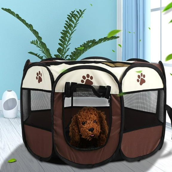 Tebru Dog Tent, 600D Puppy Pet Dog Cat Playpen Mesh Tent Portable Exercise Fence Kennel Cage