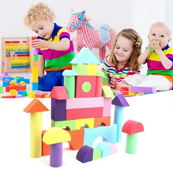 Tebru Educational Toys, EVA Foam Building Blocks Educational MultiColored Stacking Construction Toys