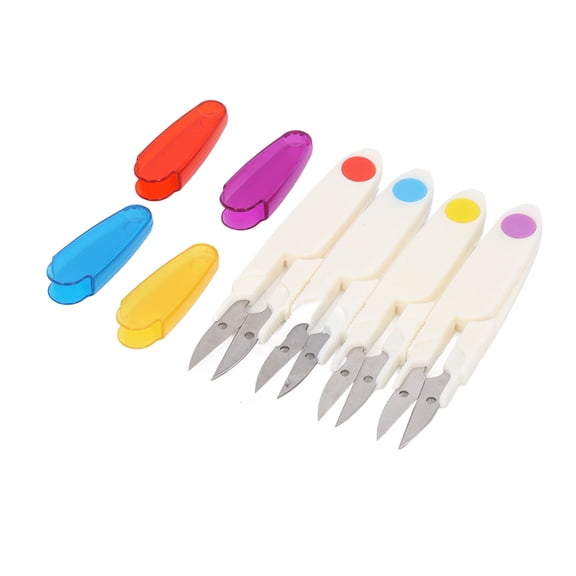 Tebru Embroidery Scissors,4 Pcs Thread Snips Small Compact U Shaped Fabric Scissors Embroidery Scissors With Cover For  Sewing Projects,Sewing Scissors