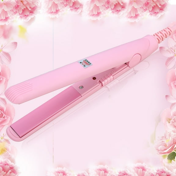 Tebru Flat Iron Curler, Mini Hair Straightener, 2 in 1 Mini Hair Straightener Ceramic Tourmaline Plate Beauty Flat Iron Heating Curler