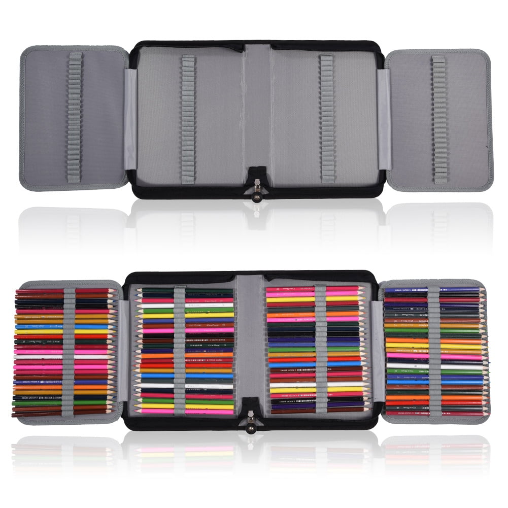 Tebru Foldable Pencil Case, Art Pencil Case,150 Slots Large Capacity PU Leather Fabric Pencil Case Zipper Pen Bag(pencils Are Not Included )