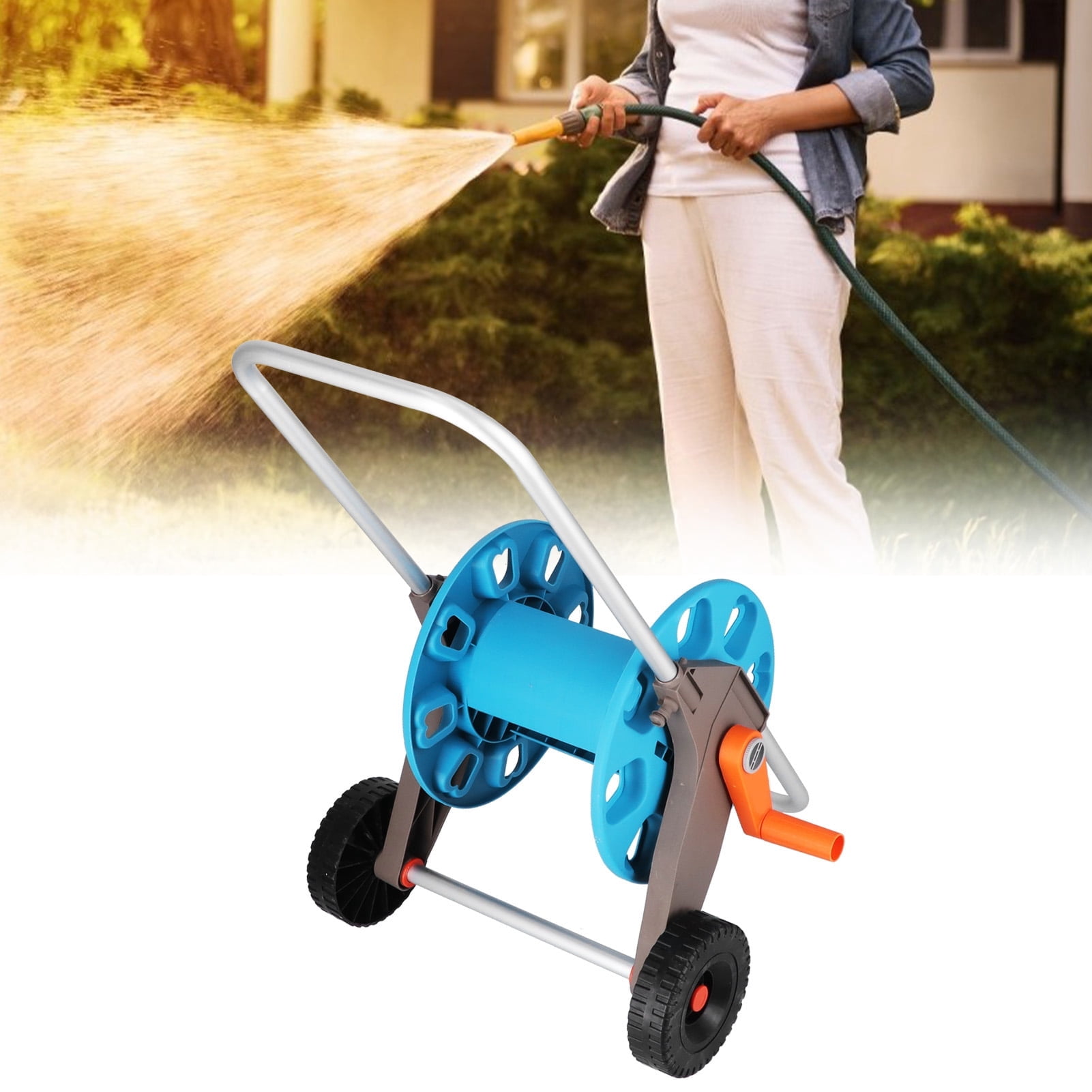 Tebru G1/2 Hose Reel Cart With Wheels Portable Garden Lawn Yard Water Pipe Winder Organizer For 35m Hose,Garden Accessory,Garden Hose Cart