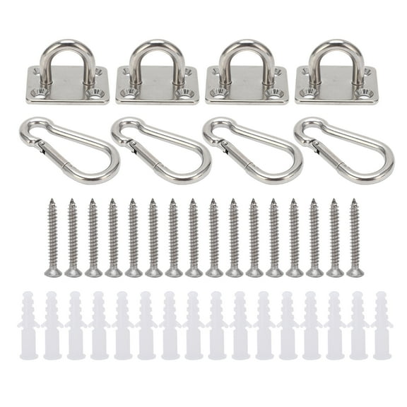 Tebru Hook Hanging Kit + M5 4 Set + Rhombus Door Buckles, Spring Hooks, Screws, Hoses + Silver