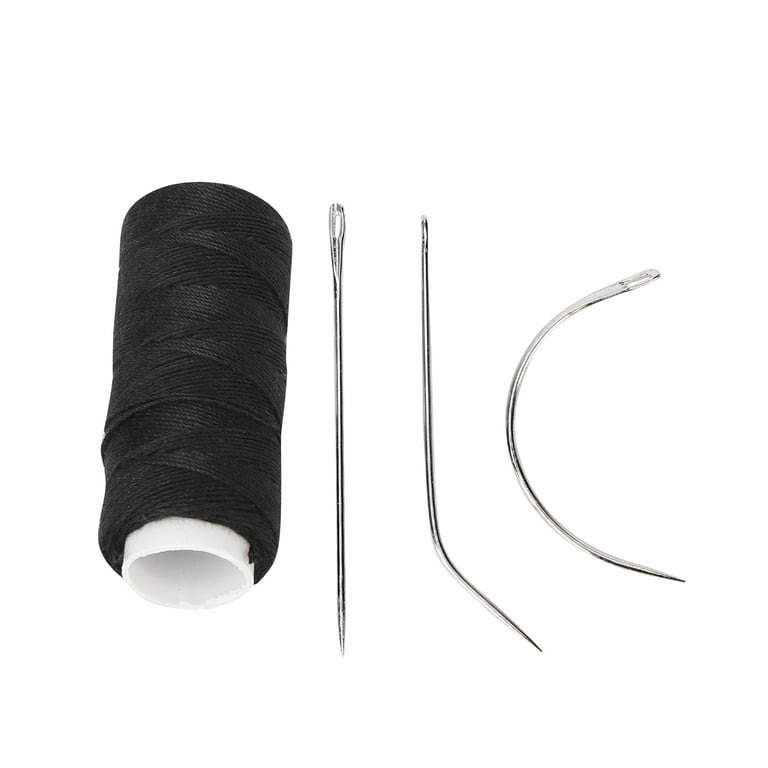Esffaci 40PCS Hair Weave Needle and Thread Set Black Hair Weft Sewing  Thread and Wig T Pins C Curved Needles Kit for Wig Making Blocking Knitting