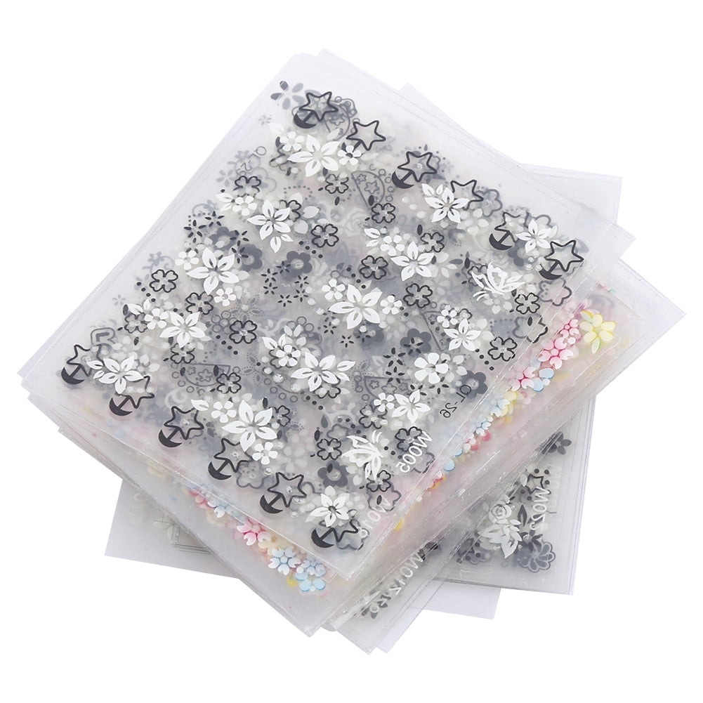 Tebru Manicure Decal,Nail Sticker,50 Sheets Multicolor Stylish 3D Nail Art Sticker Flower Design Adhesive Decal Decoration