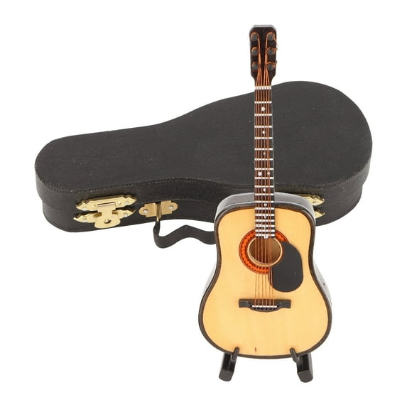 Tebru NEW Wooden Miniature Guitar Model Mini Guitar Replica Musical Instrument Model