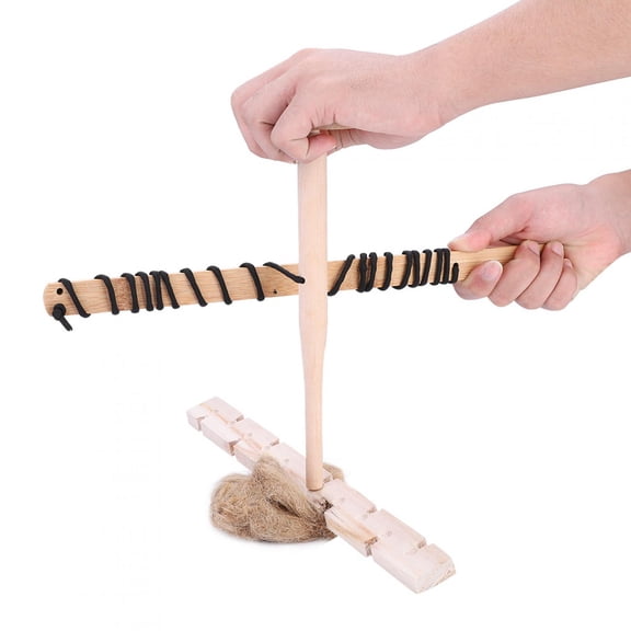 Tebru Outdoor Emergency Fire Tool,Wood Drilling Fire Making Tool Survival Emergency Ignitor Kit for Outdoor Camping