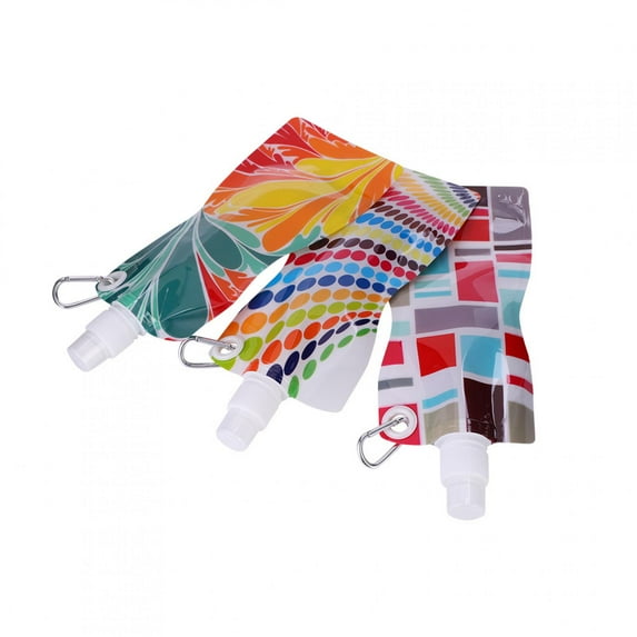 Tebru Outdoor Plastic Water Bag,Plastic Water Bottle,580ML Folding Portable Water Bag Hiking Camping Cycling Sport Bottle