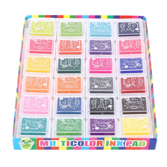 Tebru Pad,24 Colors Ink Pad Coloured Children Painting Accessory Finger Painting Pad