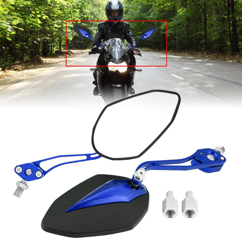 Universal Motorcycle Rear View Mirrors - Pair 8mm/10mm Screw, Adjustable, Ultra Clear Glass (Red)