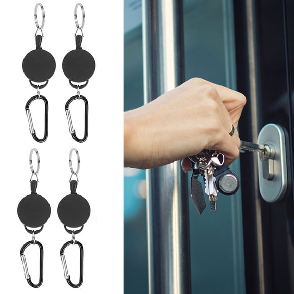 Tebru Phones Retractable Keychain,Telescopic Key ,4pcs Telescopic Keychain AntiTheft Creative Retractable Key Nylon Rope Outdoor Carabiner Holder for Mobile Phones Wallets
