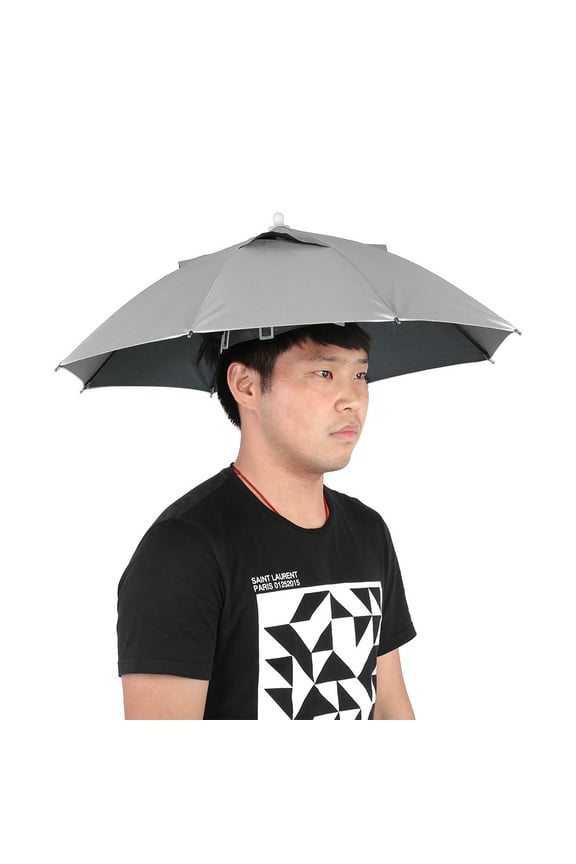 Portable Headwear Rain Umbrella, Silver
