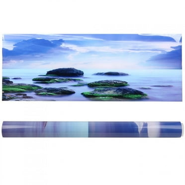 Tebru Poster Of The Aquarium Background, Adhesive Sea Sky Woods Paper Label Decoration Of The Fish Tank
