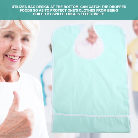 Tebru Reusable Waterproof Adult Elder Mealtime Bib Clothes Protector Aid Dining Apron