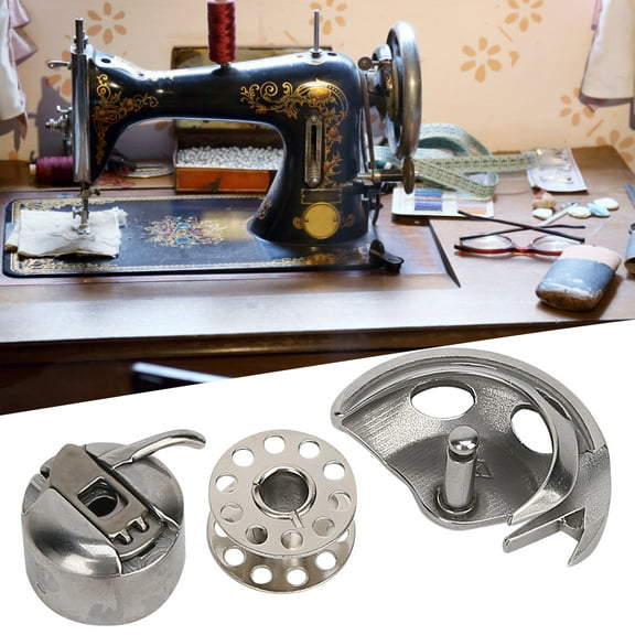 Tebru Sewing Machine Parts,Bobbins + Bobbin Case + Shuttle Hook for Old Style Household Sewing Machine