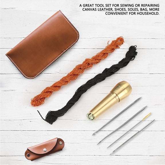 Tebru Shoe Repair Awl,18m Black Brown Lines Threads for  Shoes Repair with Hook Needles Sewing Awl Kit, Awl Thread Kit