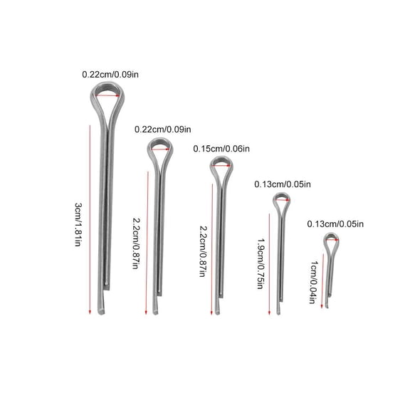 Tebru Split-Cotter Pins, Fastening Split Pins,175pcs/set 5 Kinds of Zinc Alloy Metal Split-Cotter Pins Assortment Kit Fastener Hardware