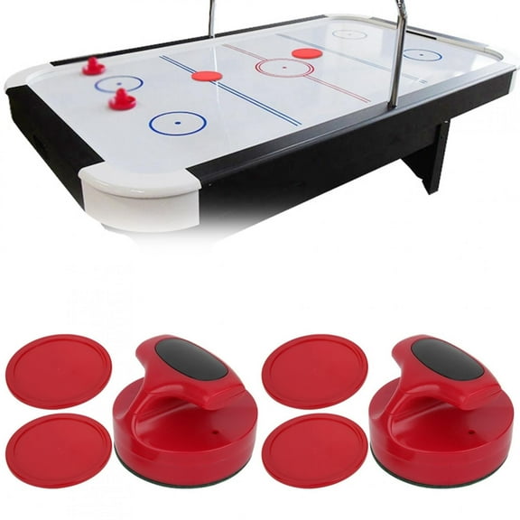 Tebru Table Hockey Pushers Pucks Set,Hockey Game Table 94MM Slider Pusher Set with 4 Pucks Accessories Large Size Red,Table Hockey Pushers Set