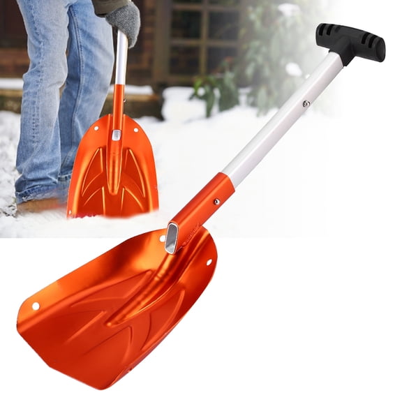 Tebru Telescopic Snow Shovel, Winter Snow Shovel,Aluminum Alloy Detachable Telescopic Winter Snow Ice Shovel Outdoor Kit Tool Orange