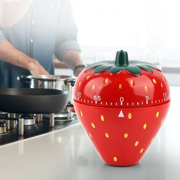 Tebru Time Reminder,Strawberry Shaped 60 Minutes Kitchen Timer Mechanical Time Reminder,Kitchen Timer
