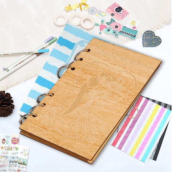 Tebru Valuable Wedding Message Book, Wooden Guest Book, For Anniversaries For Wedding