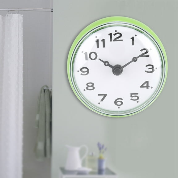 Tebru Waterproof Clock,Wall Clock,Waterproof Suction Wall Window Mirror Bath Shower Clock Bathroom Accessories