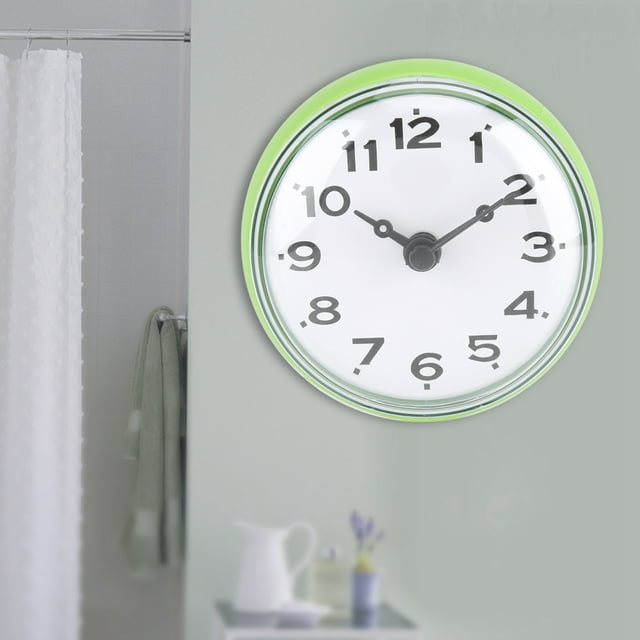 Tebru Waterproof Clock,Wall Clock,Waterproof Suction Wall Window Mirror
