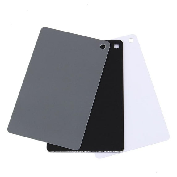 Tebru White Balance Card, Grey Card White Balance,3 in 1 18% Digital Photography Exposure Color Balance Card Set Gray/White/Black