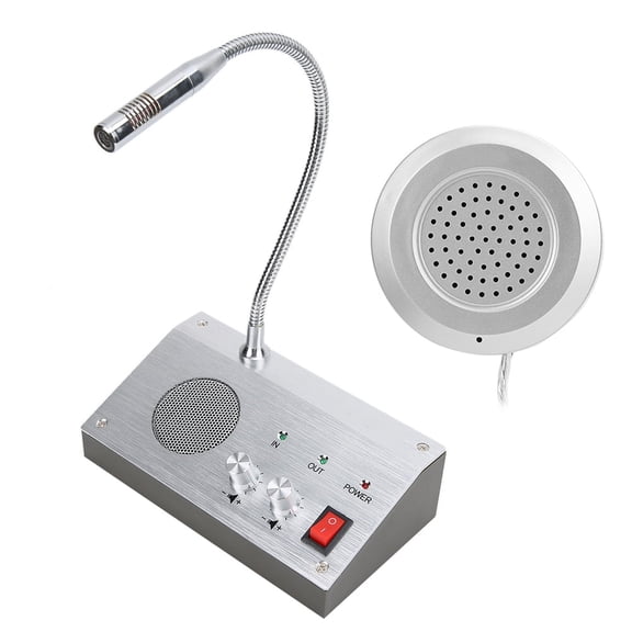 Tebru Window Intercom,Noise-Free Dual-way Bank/Office/Store/Station Window Counter Intercom 110-240V,Counter Intercom
