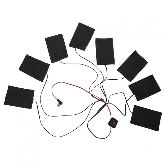 Tebru Winter Heated Jacket Vest Metal Fiber Heating Pads Electric Warm Clothing 8-in-1 Kit, USB Heating Pad