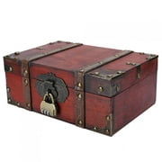 Tebru Wooden Box, Vintage Suitcase Lockable Box Vintage Wooden Storage Box Decorative Jewelry Box With Lock For Home Large 32 X 23.5 X 11.5 Cm