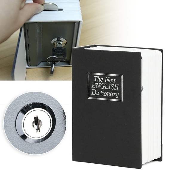 Tebru Zerodis Mini Book Safe with Key Lock, 5.91" x 5.12" x 4.72", Black